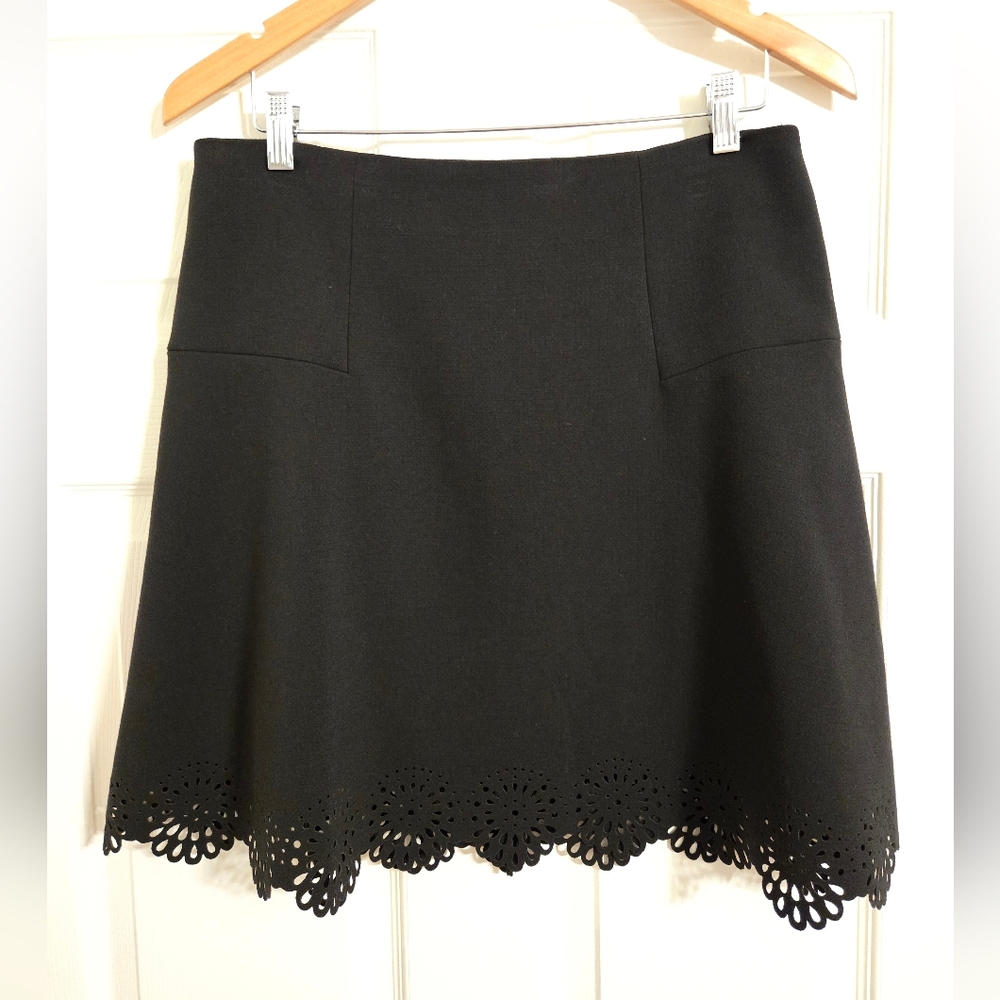 Loft black short skirt with eyelet trim size 8